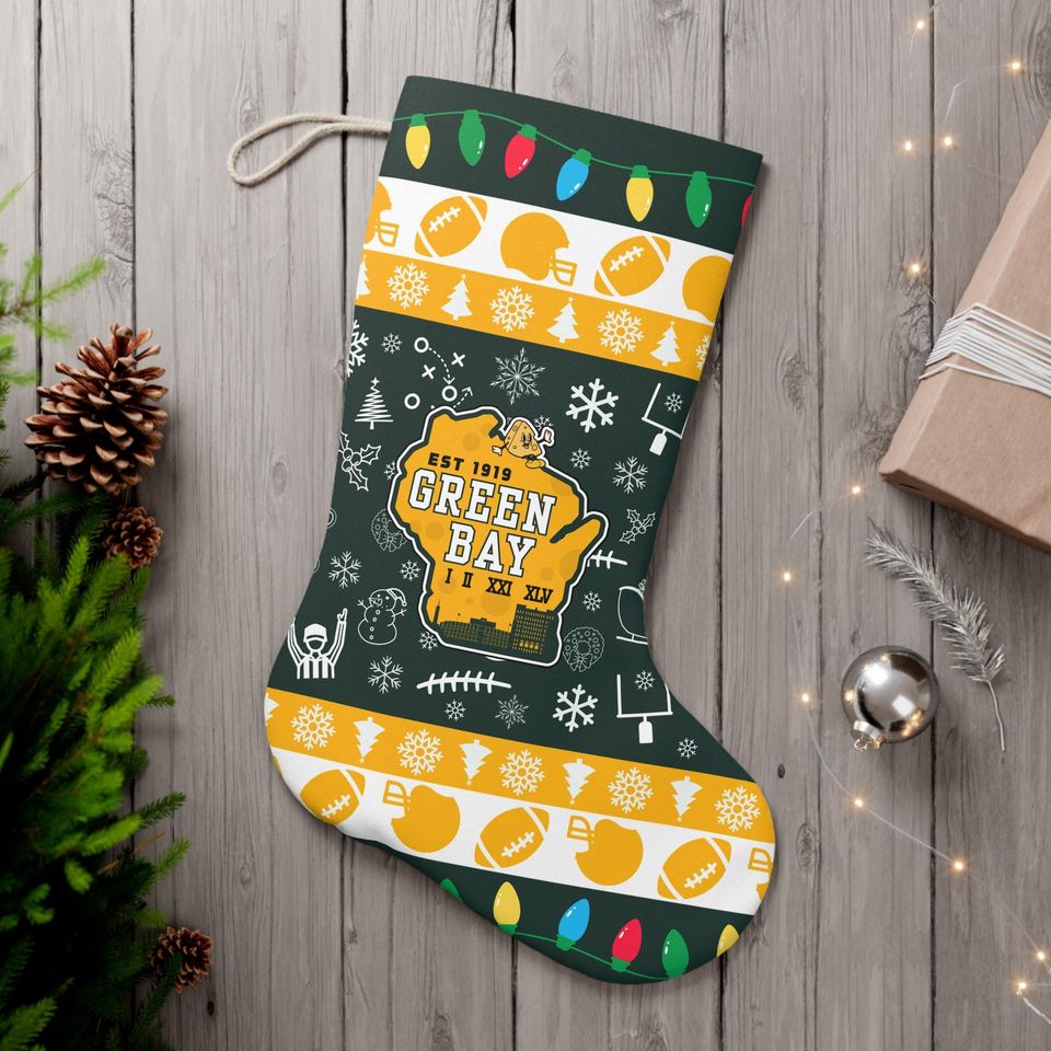 Festive Green Bay Christmas Stocking - Perfect For Holiday Decor & Gifts