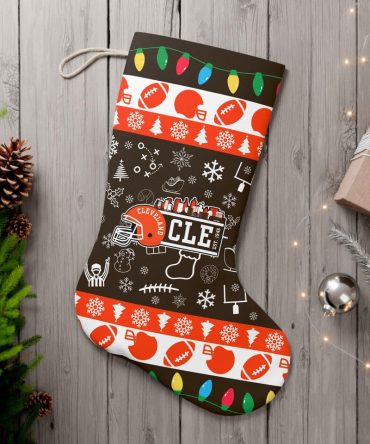 Festive Football Christmas Stocking - Perfect For Cleveland Fans & Holiday Decor