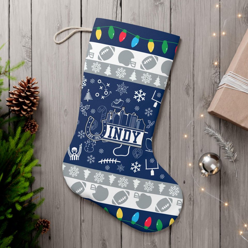 Festive Indy Holiday Stocking - Perfect For Football Fans & Holiday Decor!