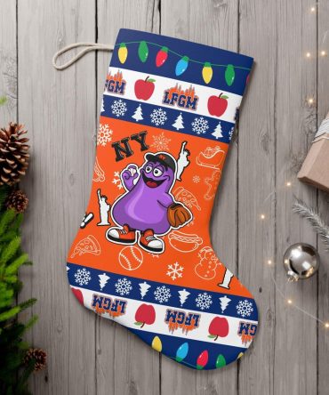 Ny Holiday Stocking – Festive Orange & Purple Cartoon Design, Perfect For Christmas Cheer!
