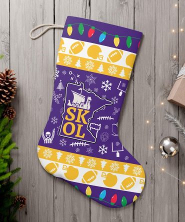 Festive Football Holiday Stocking - Skol Purple & Gold Christmas Decor Gift