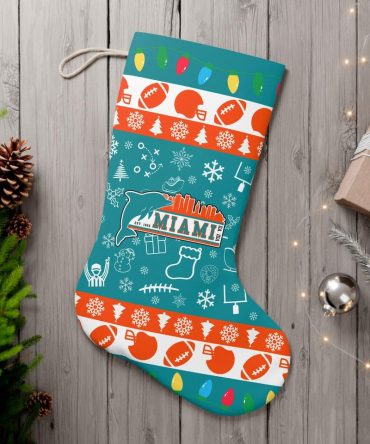 Festive Miami Dolphins Christmas Stocking – Perfect Holiday Gift For Nfl Fans!