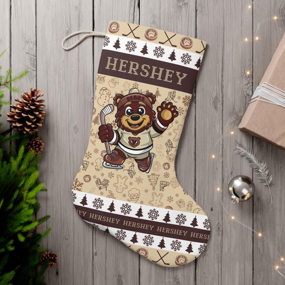 Festive Hershey Bears Christmas Stocking - Perfect Holiday Decor Gift For Fans