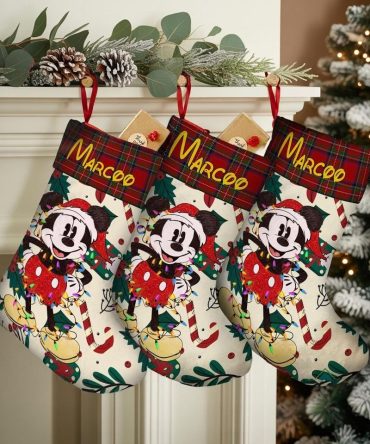 Personalized Name Mickey Christmas Stocking, Stocking With Name, Disney Christmas Decor, Vintage Retro Mickey Christmas Gift