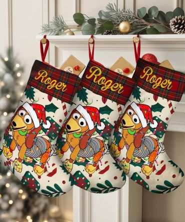 Personalized Christmas Stocking With Cute Dog Design - Festive Holiday Decor