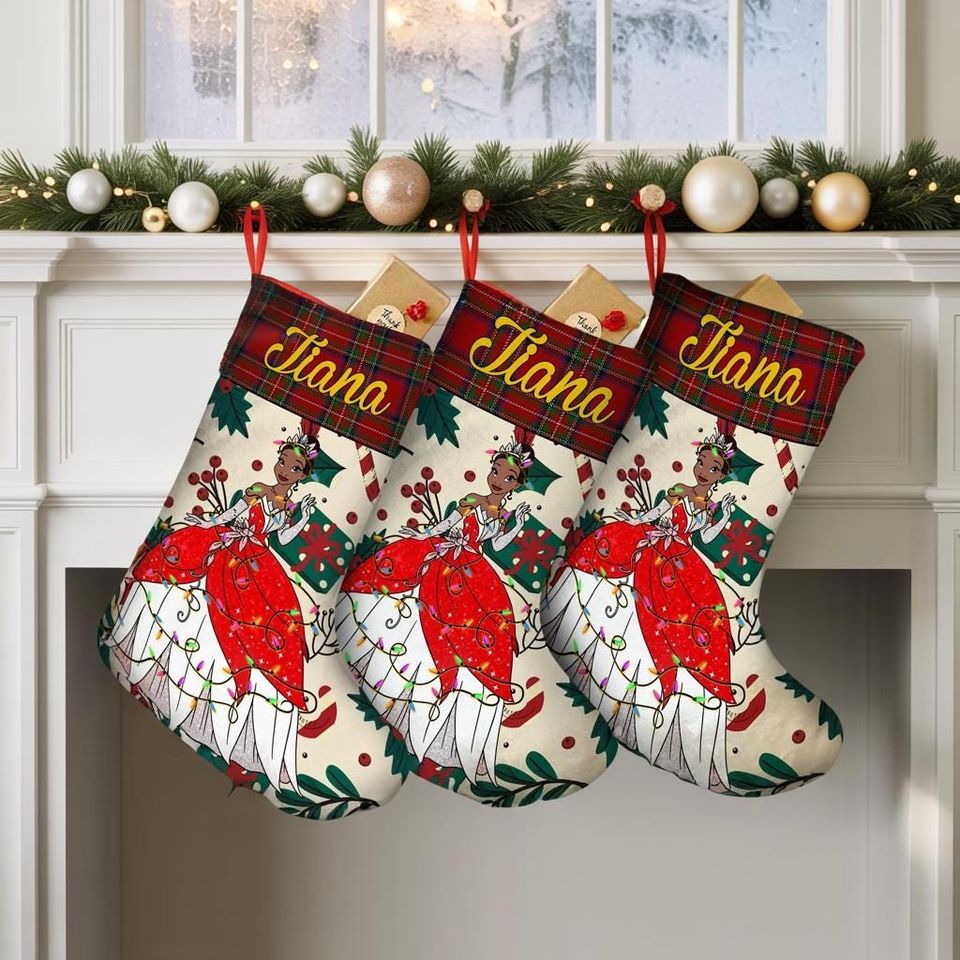 Personalized Christmas Stocking - Elegant Princess Design For Festive Decor