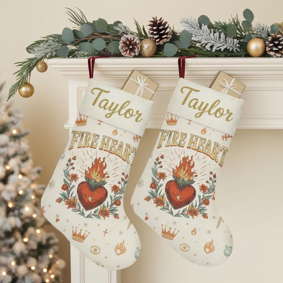 Personalized Throne Of Glass Christmas Stocking, Fire-Heart Stocking, To Whatever End Stocking, Acotar Christmas Merch, Bookish Gift