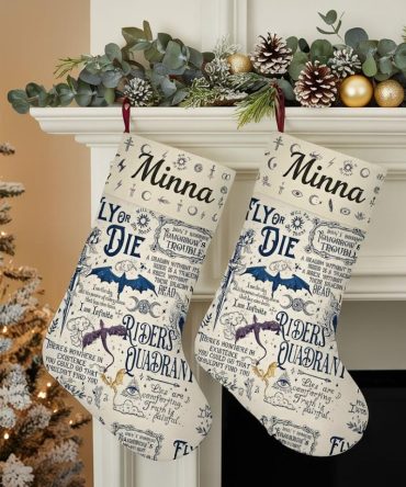 Personalized Fourth Wing Basgiath War College Stocking, Fly Or Die, Rebecca Yarros Merch, Riders Quandrant,Fantasy Book Lover Christmas Gift