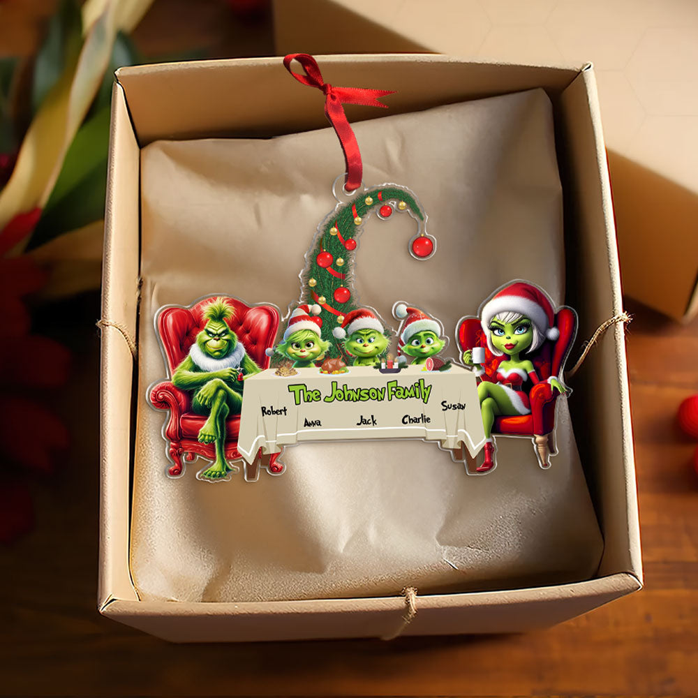 Custom Family Christmas Ornament - Whimsical Grinch Edition - Image 2