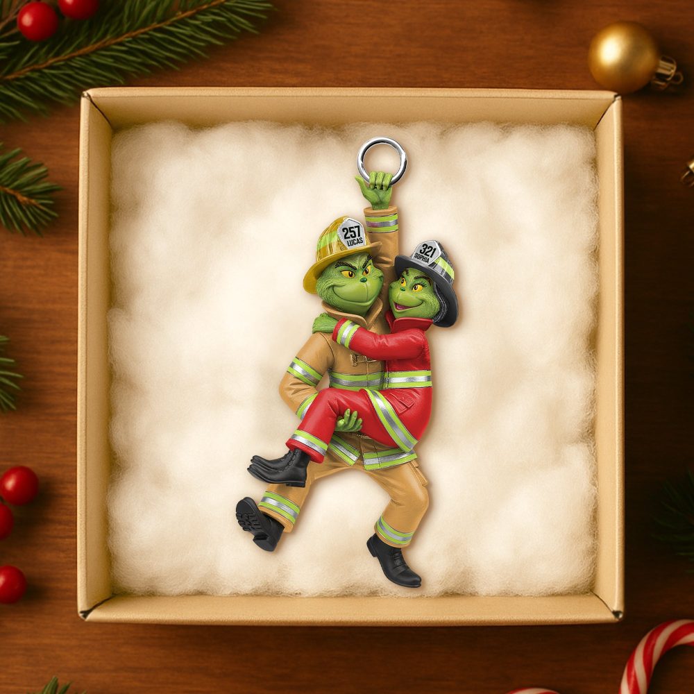 You & Me, We Got This - Playful Firefighter Couple Hanging Ornament - Image 2