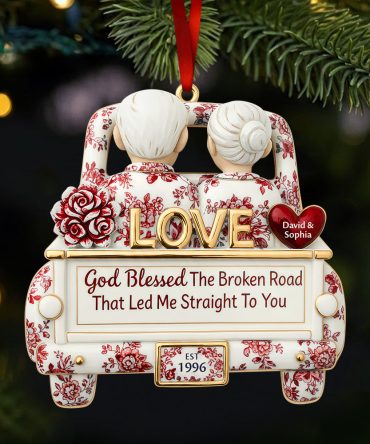 God Blessed The Broken Road - Personalized Christmas Ornament For Couples