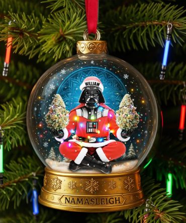 “Embrace The Cosmic Vibes!” - Personalized Cosmic Festive Santa Ornament - Gift For Stoners, Friends & Family