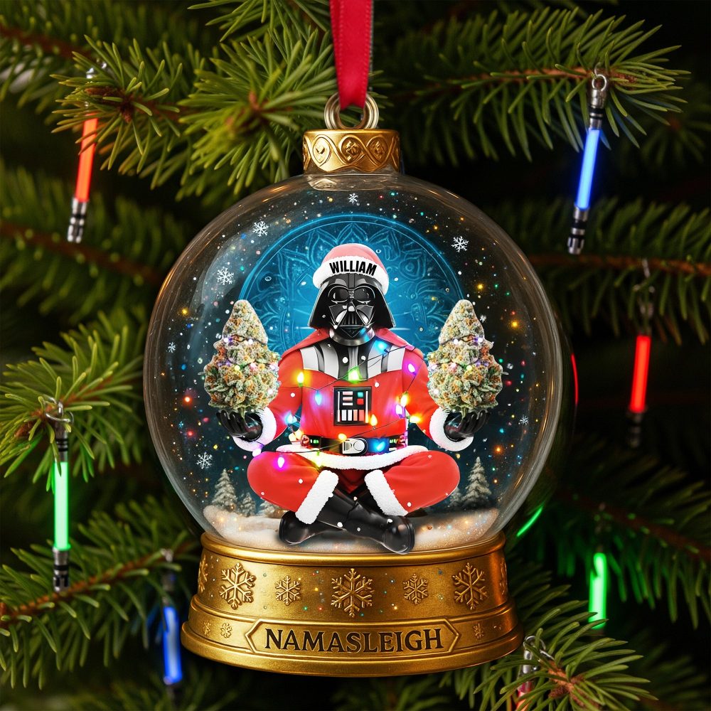 “Embrace The Cosmic Vibes!” - Personalized Cosmic Festive Santa Ornament - Gift For Stoners, Friends & Family