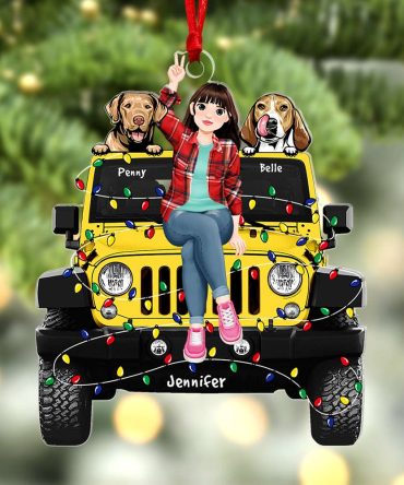 Custom Christmas Ornament For Dog Lovers - Personalized Jeep Decoration