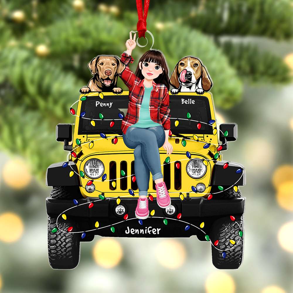 Custom Christmas Ornament For Dog Lovers - Personalized Jeep Decoration