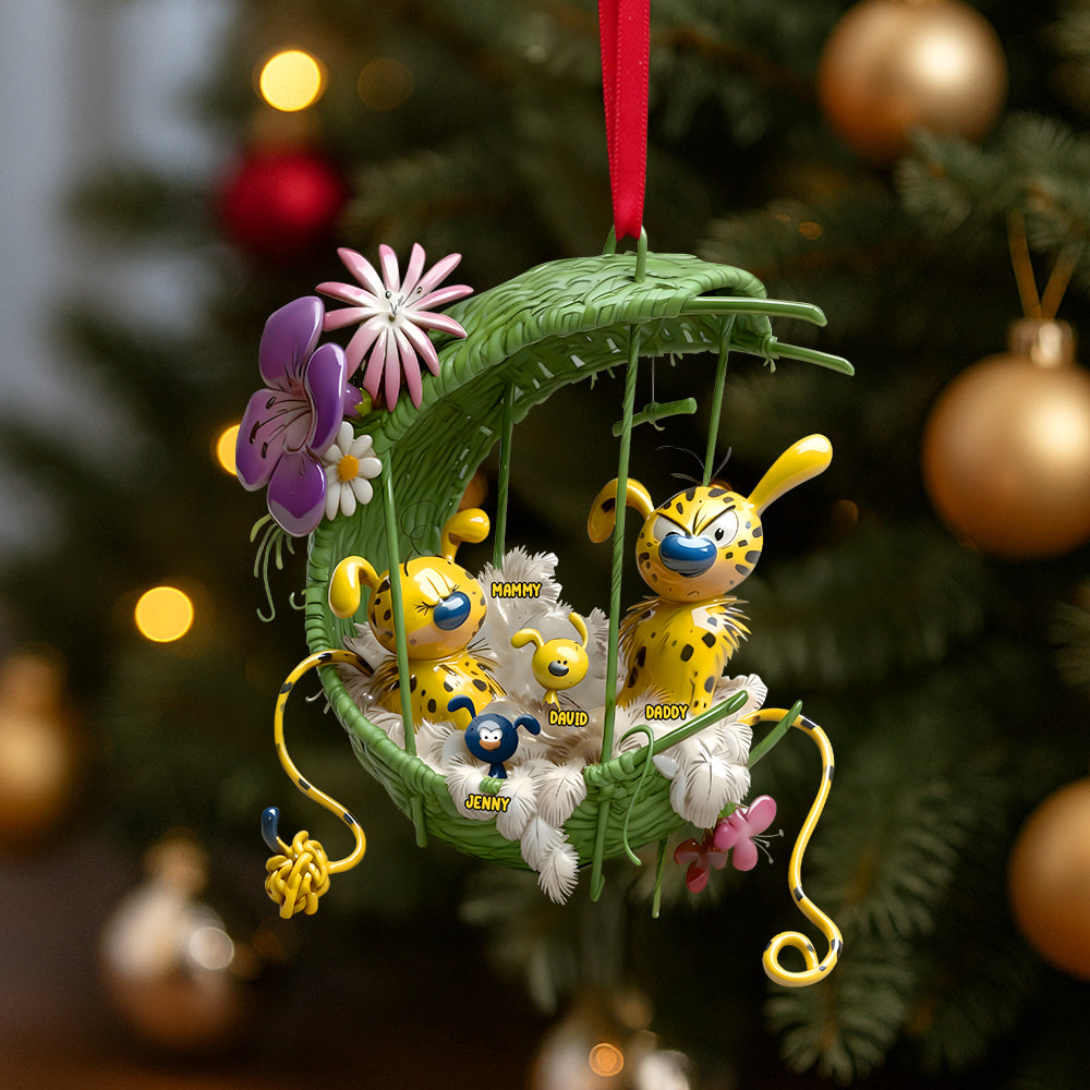 Bring Home The Joy With Our Cozy Spotted Yellow Monkey Family Ornament - Personalized Family Gift For Moms, Dads, And Kids - Image 3