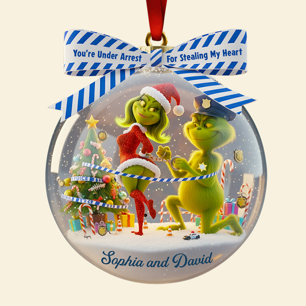 Christmas Love Under Arrest - Personalized Couple Ornament - Image 4