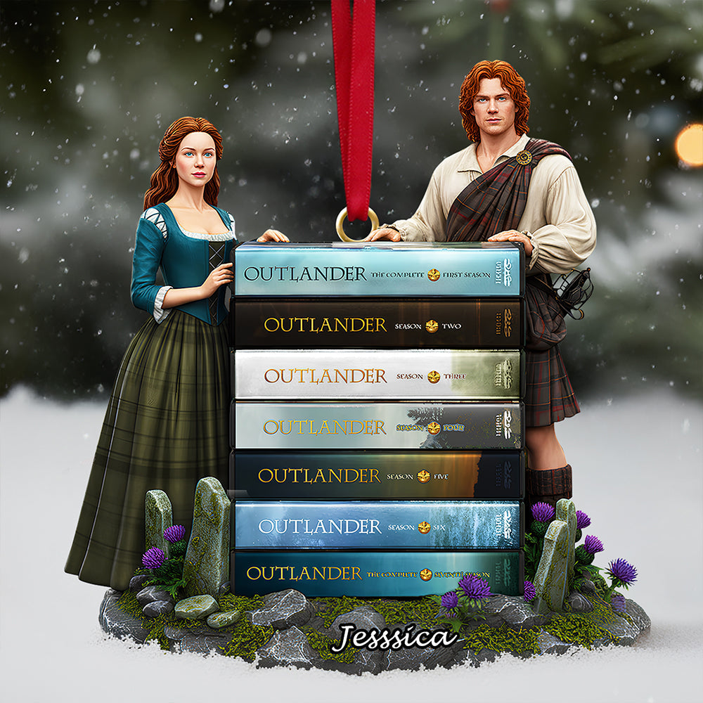 Time Traveler Book Stack Ornament - Personalized Gift For Outlander Fans - Image 2