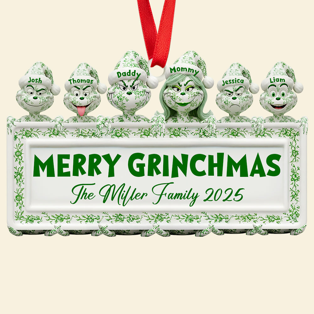 Merry Grinchmas Family Ornament - Personalized Gift For Christmas Lovers - Image 3