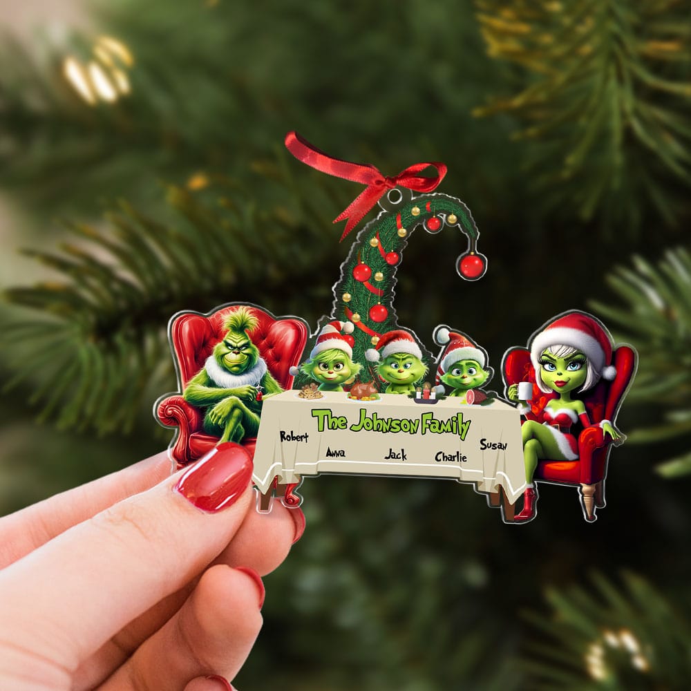 Custom Family Christmas Ornament - Whimsical Grinch Edition - Image 3