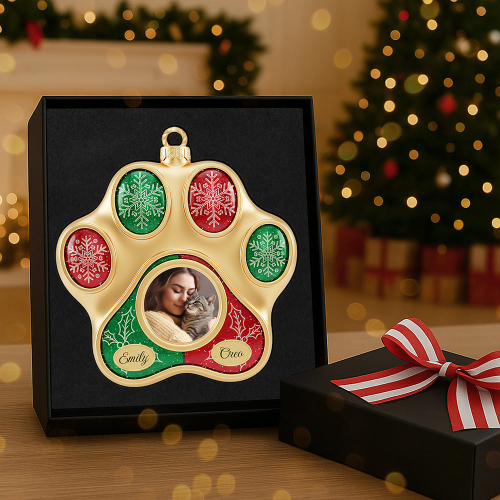 Keep Your Feline Friends Close - Personalized Cat Paw Shape Acrylic Christmas Ornament - Unique Gift For Cat Lovers - Image 3