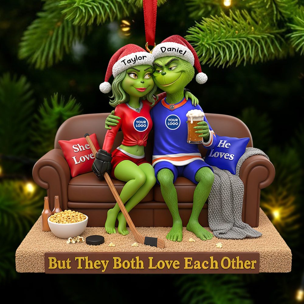 But They Both Love Each Other - Sporty Green Couple Christmas Ornament - Personalized Gifts For Couples - Image 2