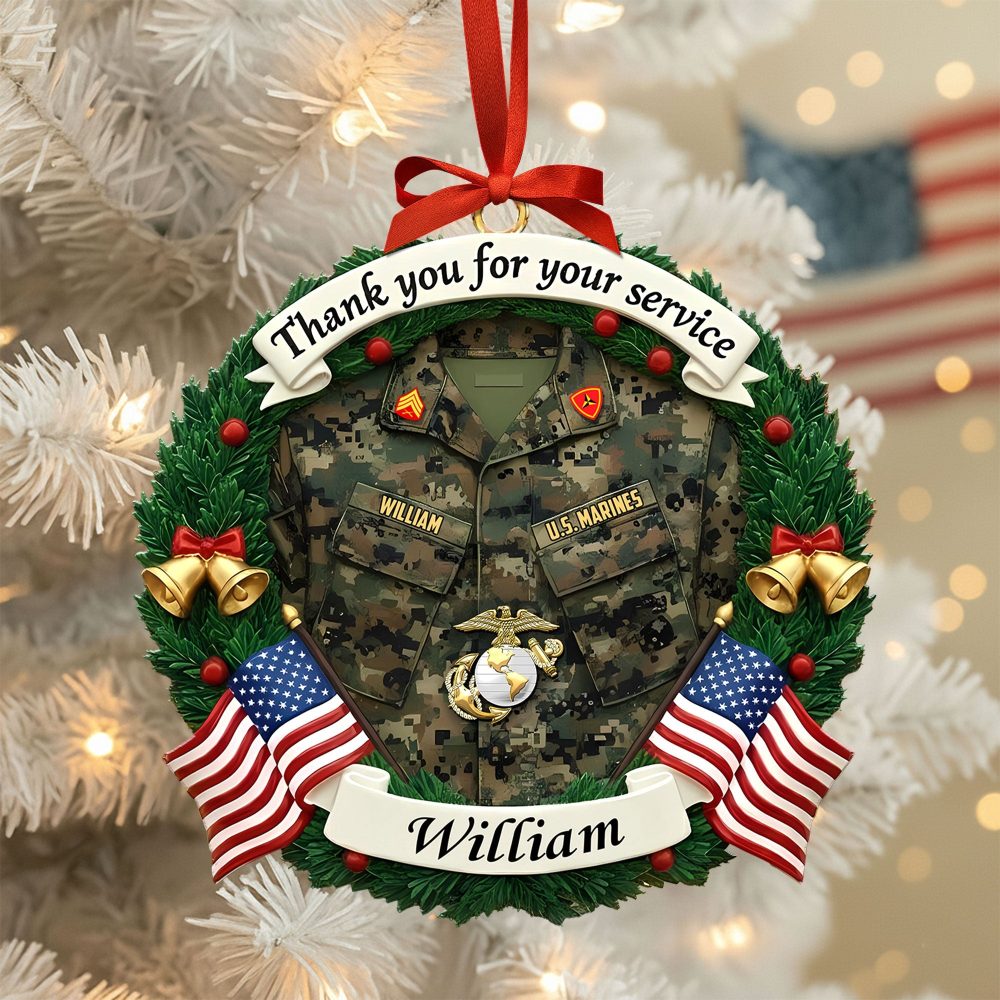 Thank You For Your Service - Personalized Military Christmas Ornament For Veterans - Image 2