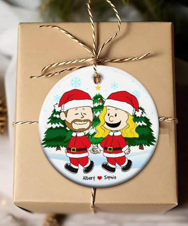 Celebrate Love This Christmas – Personalized Couple Ceramic Ornament