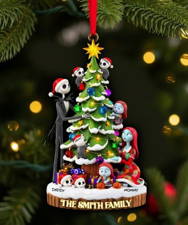 “Celebrate A Spooky Christmas!” - Gothic Christmas Family Ornament - Personalized Gift For Families