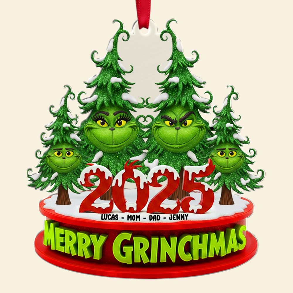 Merry Grinchmas 2025 – Personalized Christmas Ornament For Family - Image 4