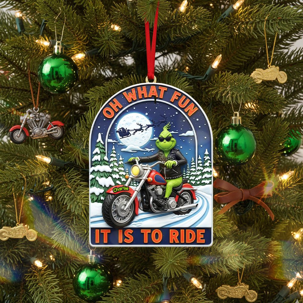 Oh What Fun, It Is To Ride - Personalized Acrylic Ornament For Christmas
