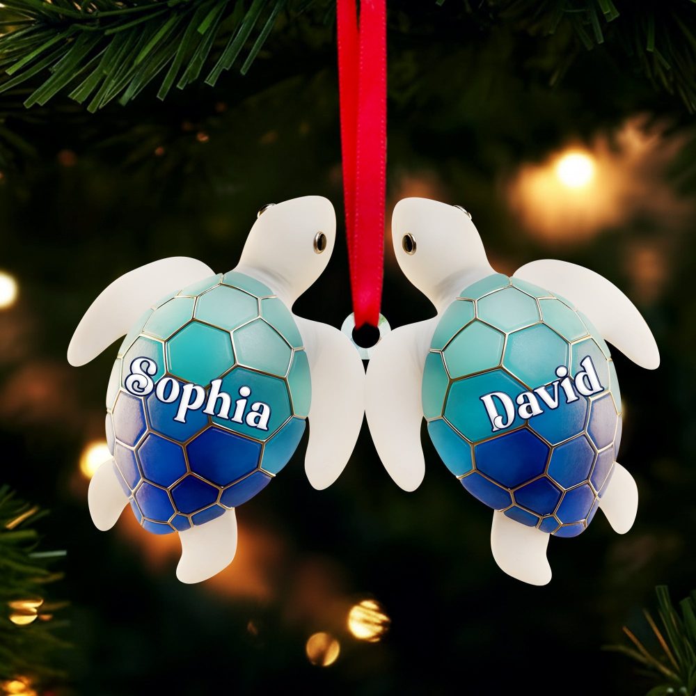 Ocean Turtle Ornament - Personalized Couple Gifts For Lovebirds