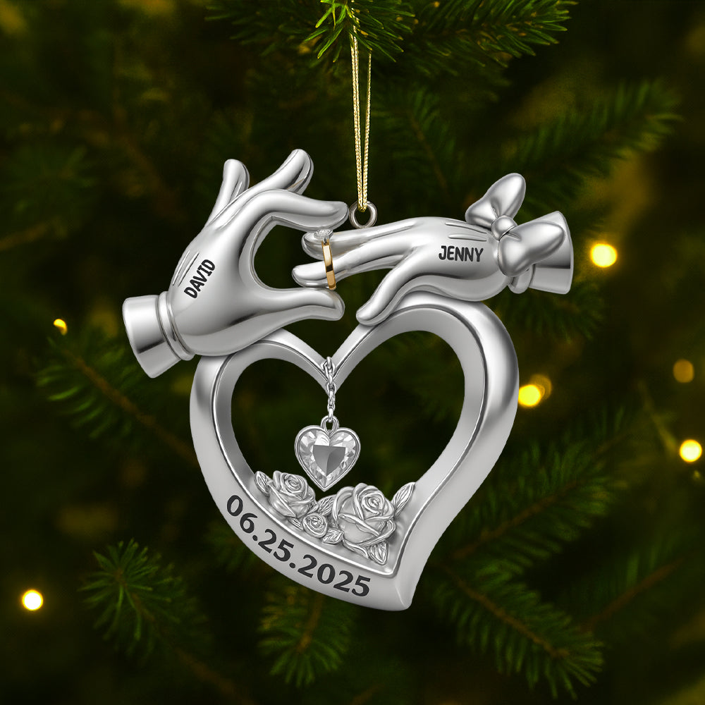 Celebrating Love: Personalized Acrylic Ornament For Newlyweds - Perfect Custom Gift For Couples And Family
