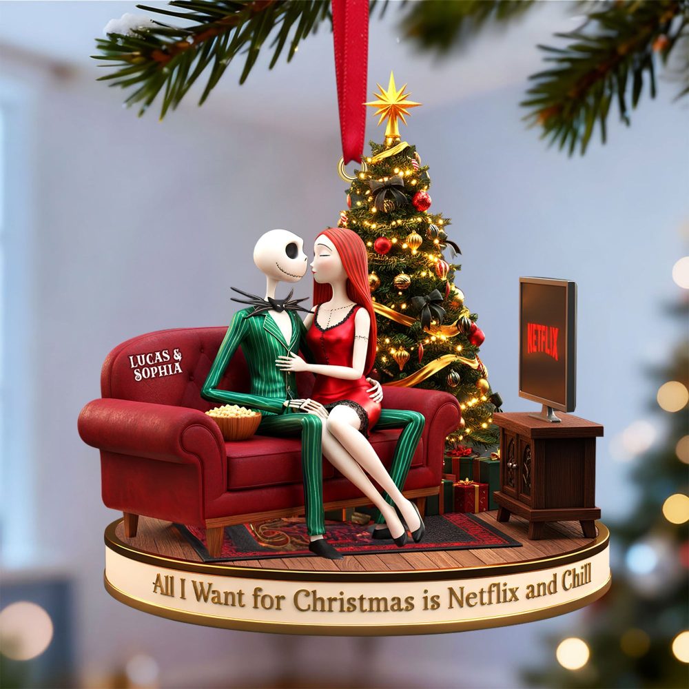 All I Want For Christmas Is Netflix And Chill - Personalized Christmas Ornament For Couples - Image 2