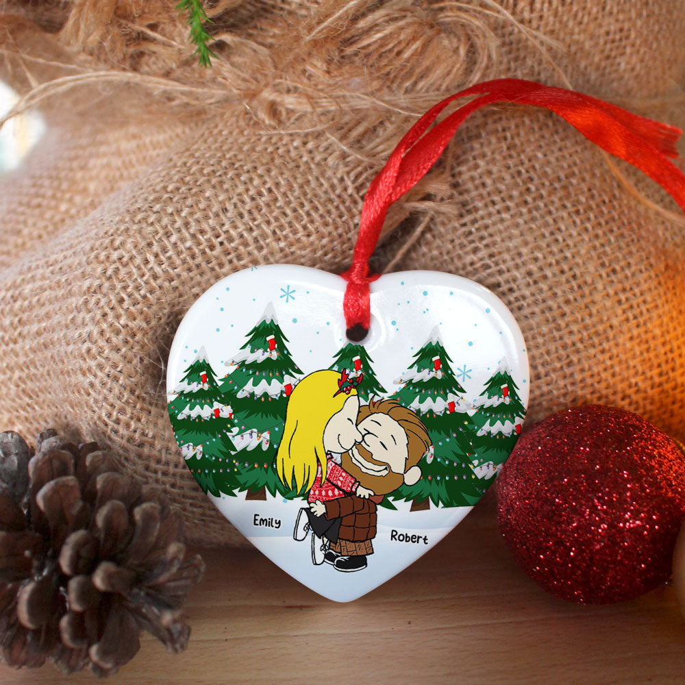 Kissing Couple Heart Ornament - Customizable Christmas Gift For Couples, Friends, And Family - Image 7