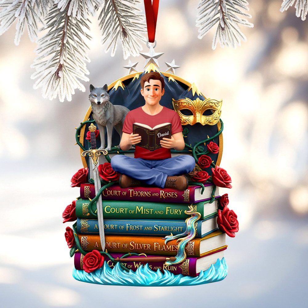 Embrace Your Literary World - Fantasy Reading Christmas Ornament - Personalized Gift For Book Lovers - Image 2