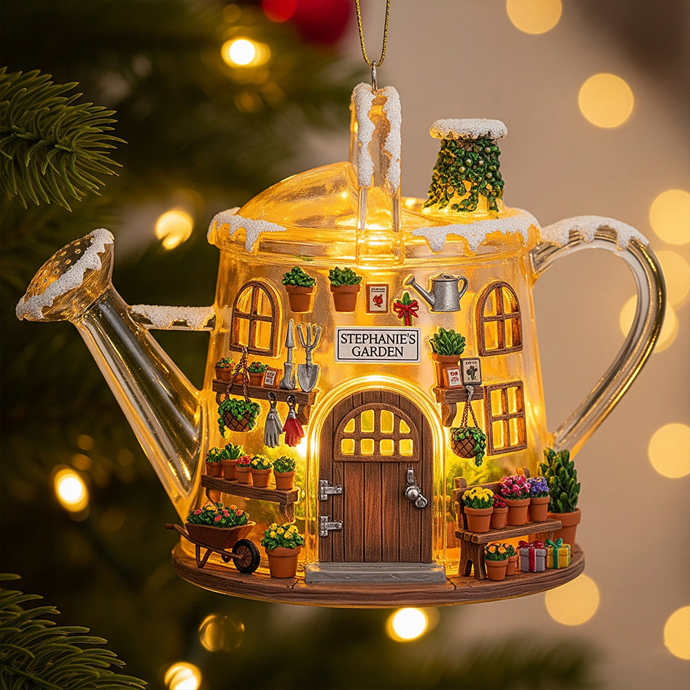 “Bringing Joy To Your Garden” - Cozy Garden House Acrylic Ornament, Personalized Custom Gift For Gardeners - Image 3