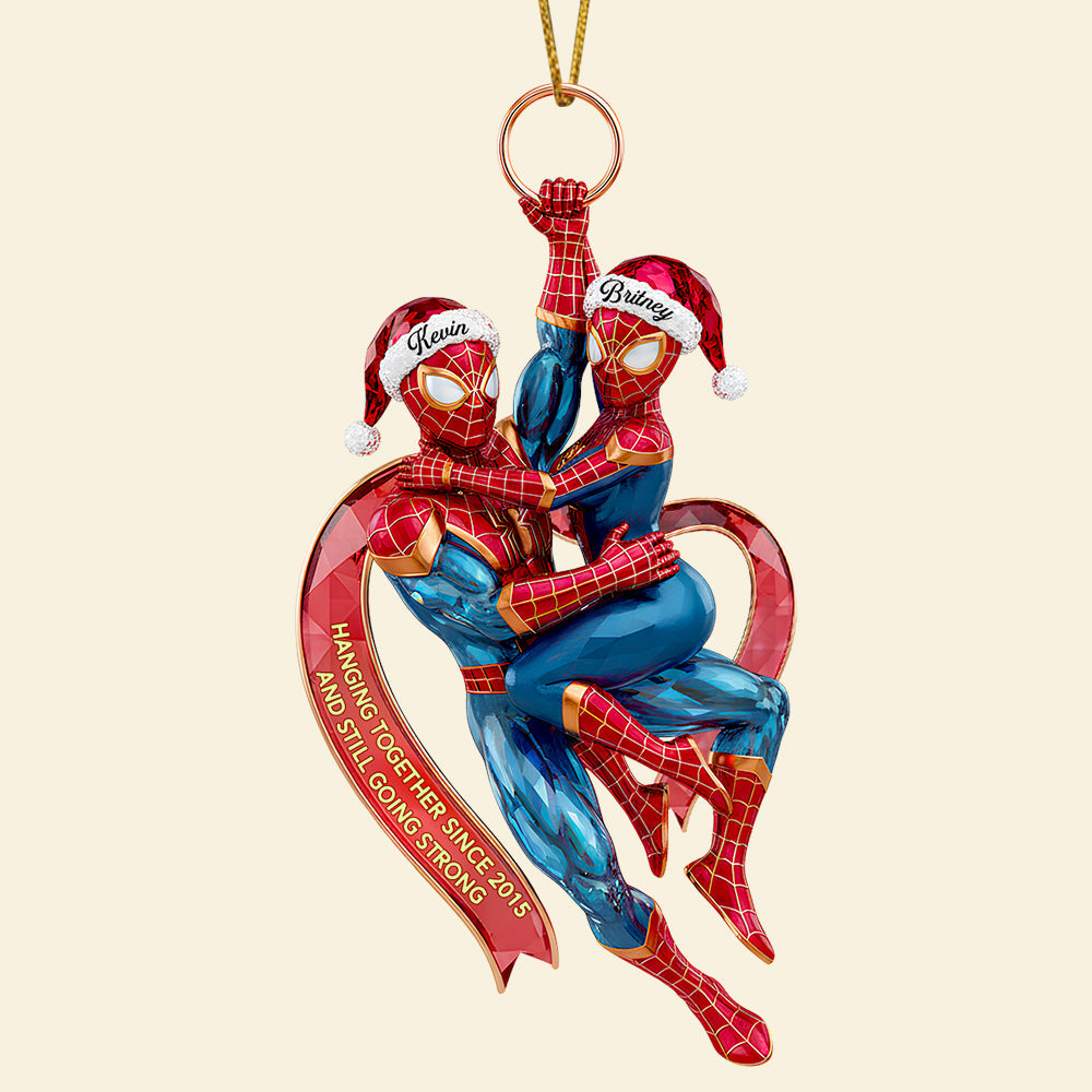 Love And Laughter, Together Forever - Personalized Amazing Couple Hanging Together Ornament - Image 3