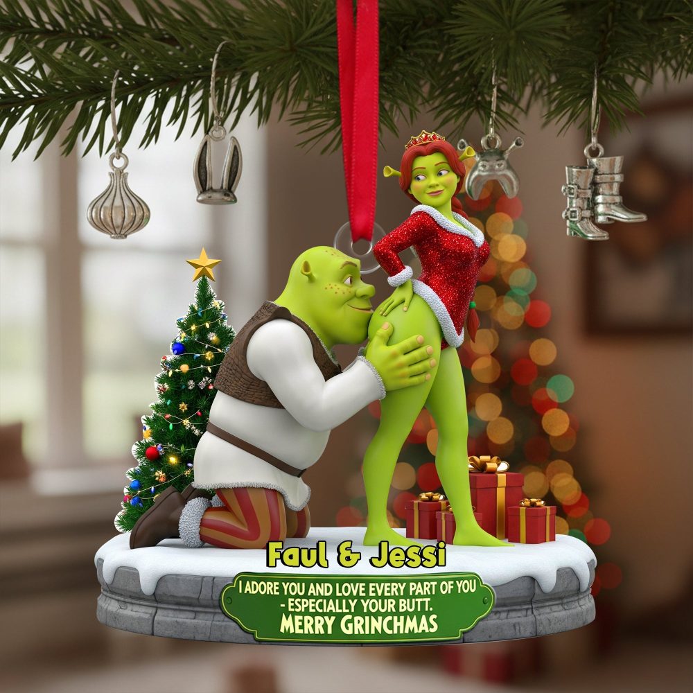 Cheeky Kisses Couple Ornament - Personalized Gift For Couples - Image 2