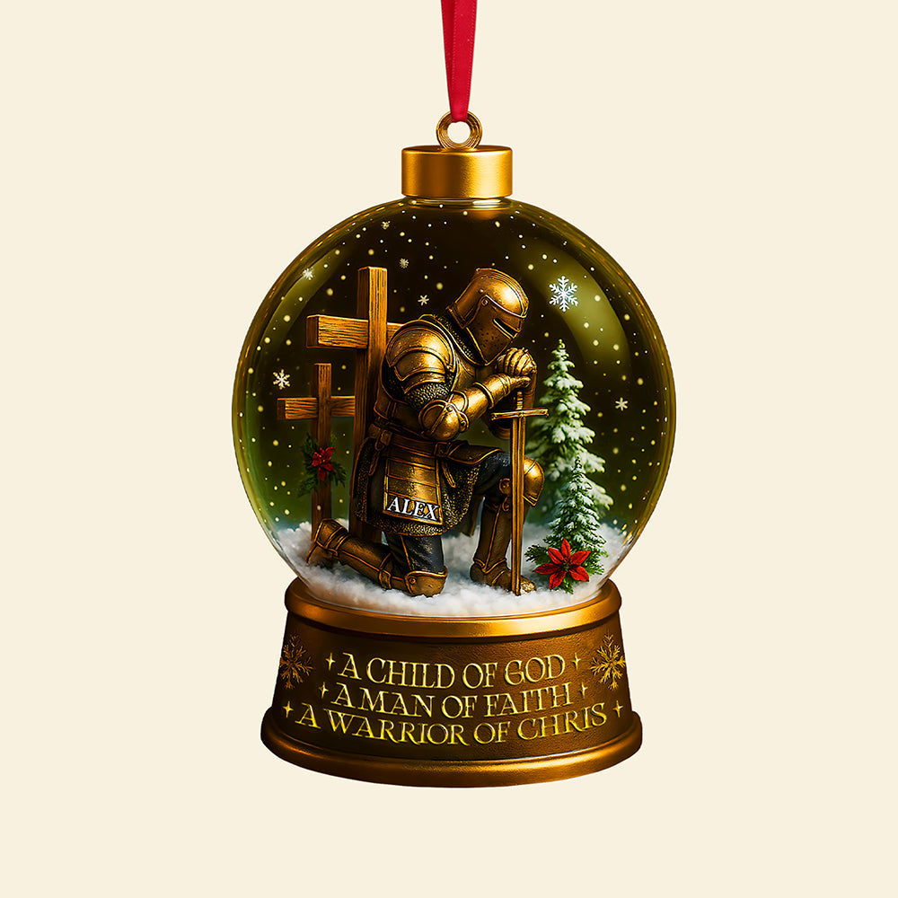 A Child Of God, A Man Of Faith - Personalized Warrior Ornament - Image 4