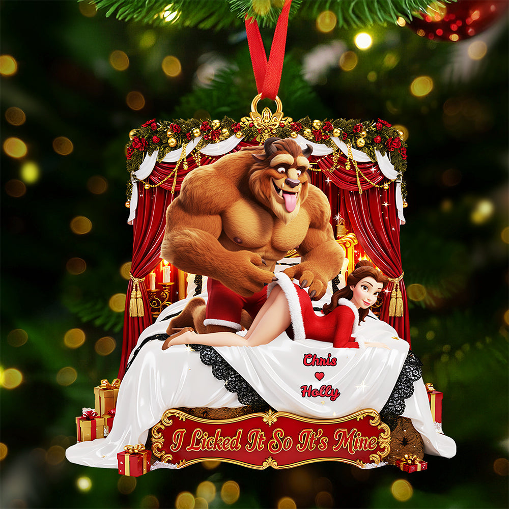 I Licked It So It'S Mine - Personalized Naughty Couple Acrylic Ornament - Image 2