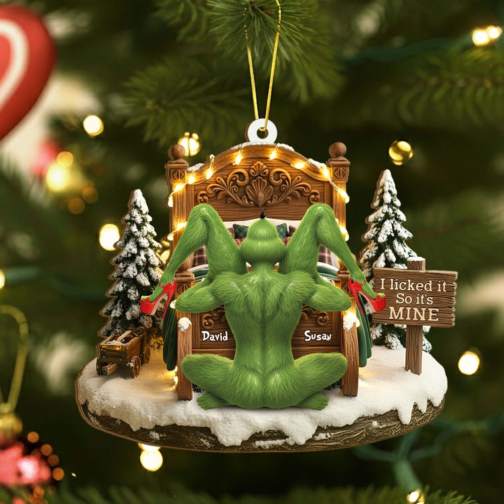I Licked It, So It'S Mine - Naughty Green Couple Ornament - Personalized Gift For Couples - Image 2