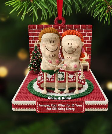 Annoying Each Other For 10 Years And Still Going Strong - Personalized Knitting Funny Couple Acrylic Ornament - Gift For Couples, Friends, Family