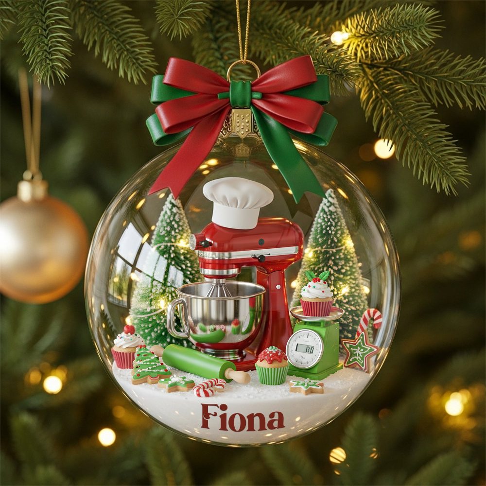 “Bake Joy This Christmas!” – Personalized Stand Mixer Ornament – Gift For Bakers And Cooking Enthusiasts