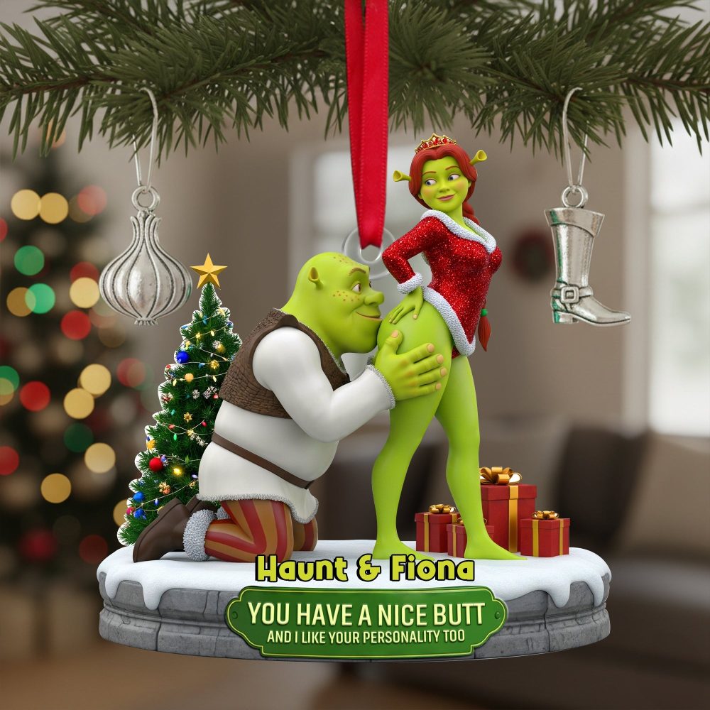 Cheeky Kisses Couple Acrylic Ornament - Personalized Gift For Fun-Loving Couples