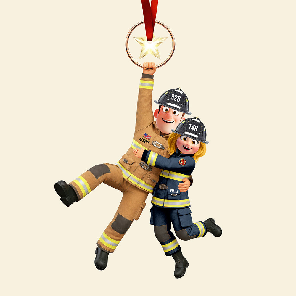 Together We Stand - Firefighter Couple Hanging Ornament - Personalized Gift For Couples - Image 4
