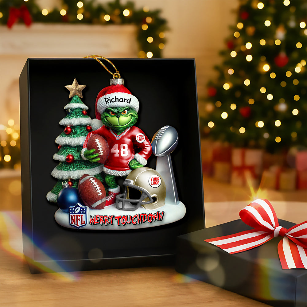 Merry Touchdown Christmas Ornament - Personalized Gift For Nfl Fans - Image 3