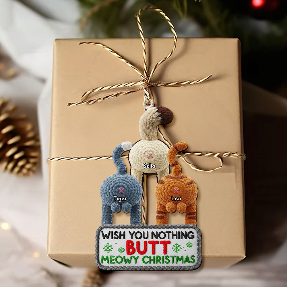 Wish You Nothing But Meowy Christmas - Funny Cat Ornament - Image 3