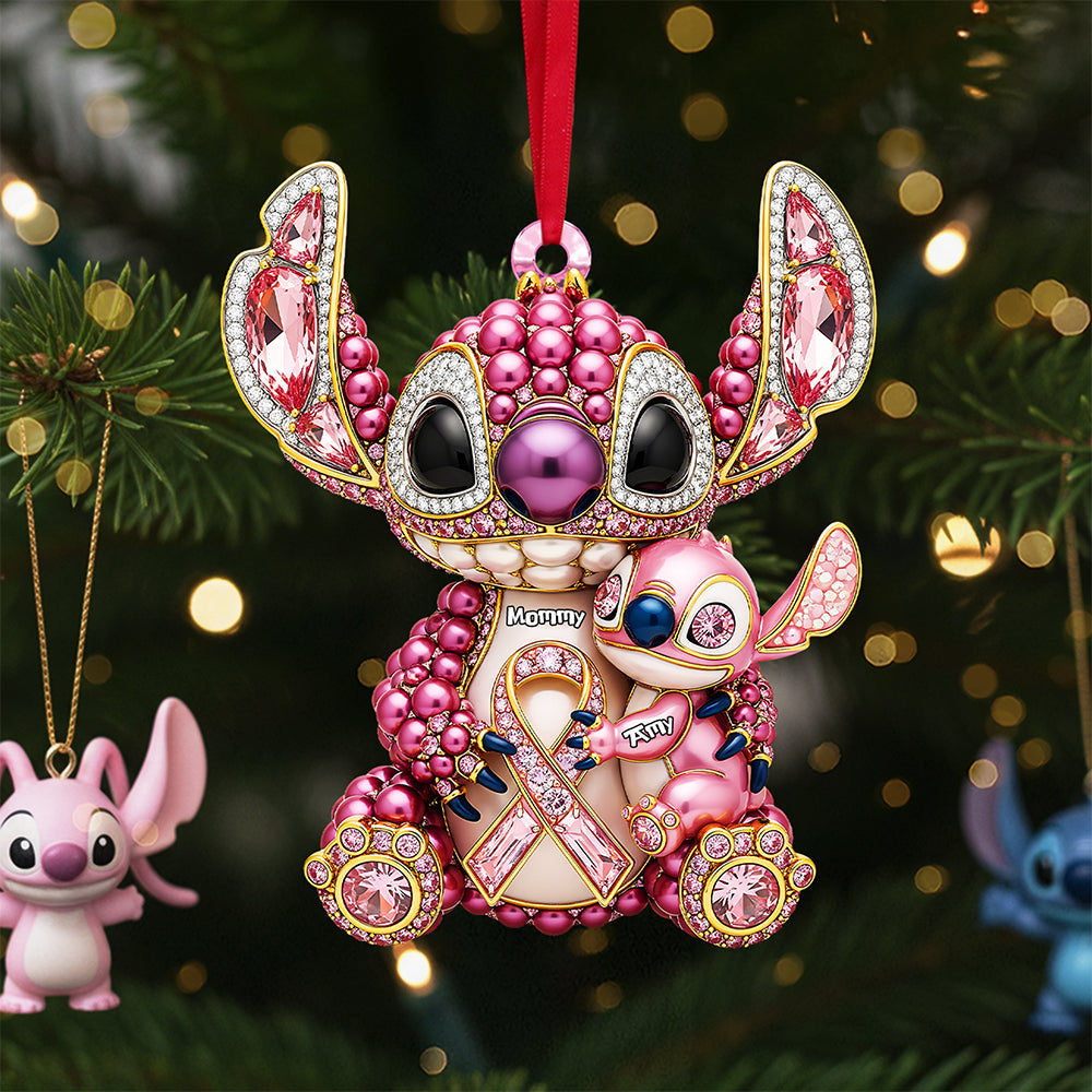 A Touch Of Love For Mom - Personalized Breast Cancer Mom Ornament - Unique Gift For Mom, Grandma, And Loved Ones - Image 2