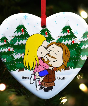 Custom Romantic Couple Ceramic Ornament - Perfect Valentine'S Day Gifts